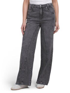 NEW REWASH Seamed Wide Leg Pants in Carbon Black for women 1125 2t7